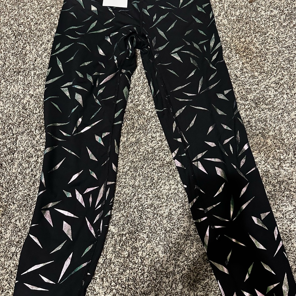 ZYIA Black Leggings with Iridescent Pattern